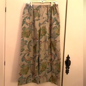 Floral Print Elastic Waist Wide Leg Pants in Sage Green